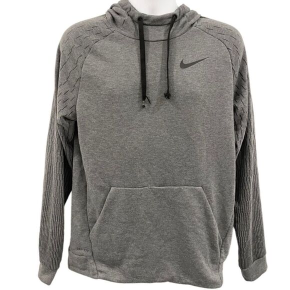 Nike dry fit gray long sleeve athletic pull over hoodie size medium - Picture 1 of 5